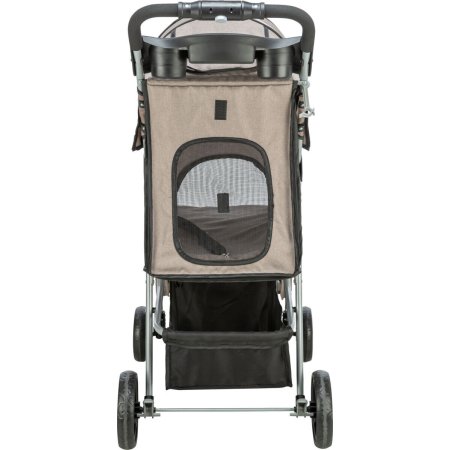 Kočárek pro psy BUGGY, rychlosklápěcí, 47 x 100 x 80 cm, nosnost do 15 kg, šedohnědá
