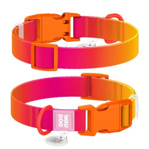 WAUDOG obojok nylon Gradient ružovo-oranžový QR (S/25-35cm/1,5cm)