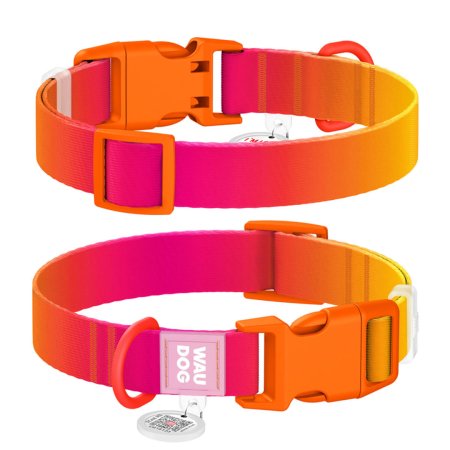 WAUDOG obojok nylon Gradient ružovo-oranžový QR (M/28-40cm/2cm)