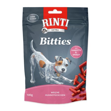Pochúťka RINTI Extra Bitties kura + karotka + špenát 100g