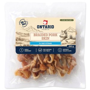 Pochoutka Ontario Pure Nature vepřová kůže pletená sušená 250g