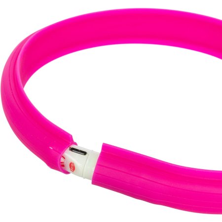 USB svítící obojek PLOCHÝ, růžový