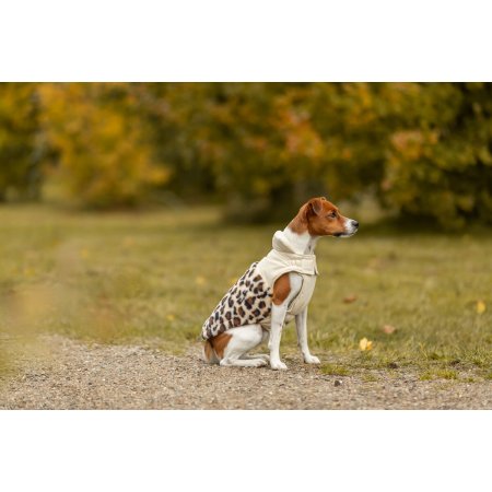 Zimní vesta AJOU s kožíškem, krémová/leopardí
