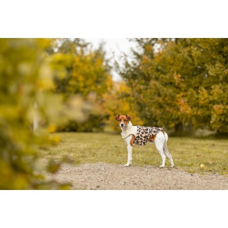 Zimní vesta AJOU s kožíškem, krémová/leopardí