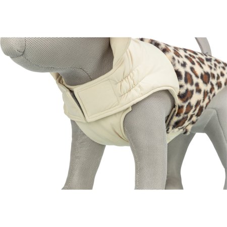 Zimní vesta AJOU s kožíškem, krémová/leopardí