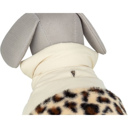Zimní vesta AJOU s kožíškem, krémová/leopardí