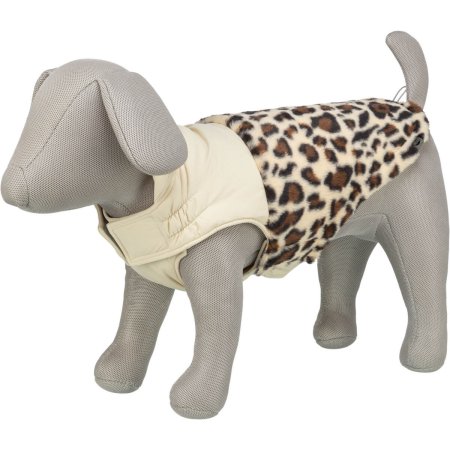 Zimní vesta AJOU s kožíškem, krémová/leopardí