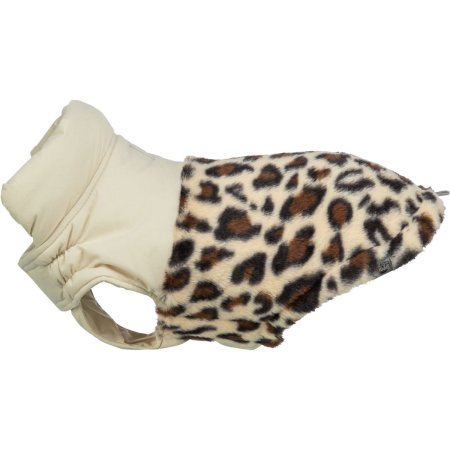 Zimní vesta AJOU s kožíškem, krémová/leopardí