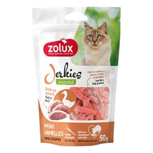 Pochoutka kočka JERKIES MINI proužky kachna 50g Zolux