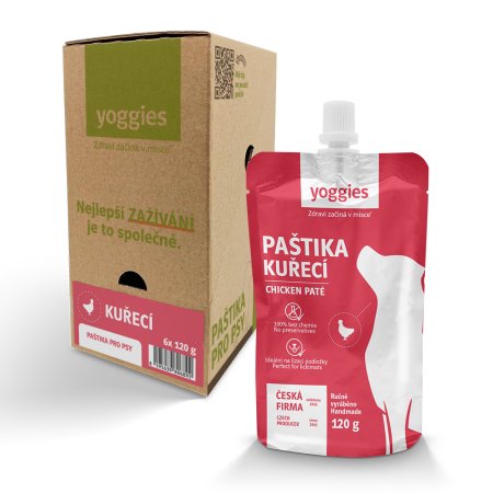 Yoggies paštéta - kuracie mäso (škatuľa) 6 x 120 g (EXPIRÁCIA 09/2026)
