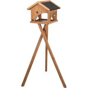 Venkovní krmítko, domeček na trojnožce, 38 x 32 x 31 cm/ 1.32 m, dřevo, hnědá