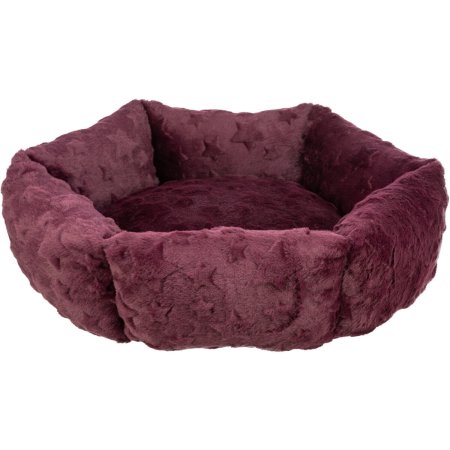 Xmas Bed Stars, vánoční kulatý pelech s okrajem, bordó