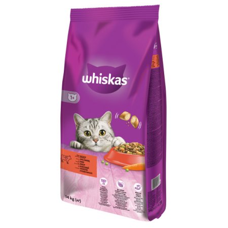 WHISKAS granule s hovädzím mäsom 14 kg