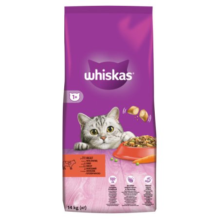 WHISKAS granule s hovädzím mäsom 14 kg