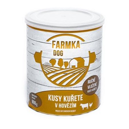 FARMKA DOG mäsová konzerva s kuraťom 800g