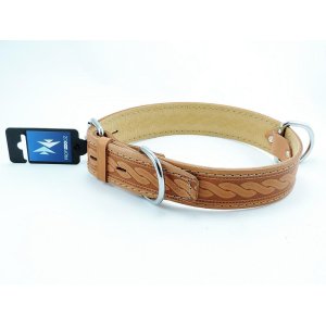 PROFIZOO Obojok HERRY zdobený vlisom (40mm x 65cm) koňak