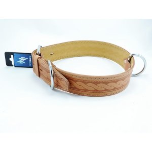 PROFIZOO Obojok HERRY zdobený vlisom (45mm x 75cm) koňak