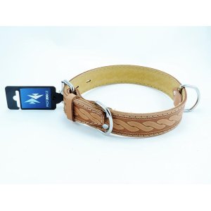 PROFIZOO Obojok HERRY zdobený vlisom (35mm x 60cm) koňak