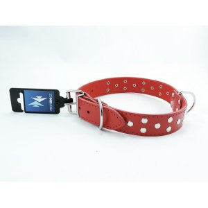 PROFIZOO Obojok STELLA, podšitý filcom, zdobený nitmi (30mm x 60cm) červená