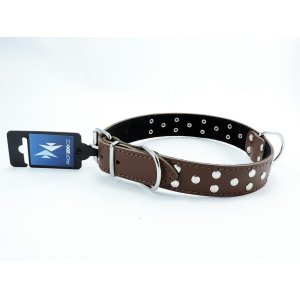 PROFIZOO Obojok STELLA, podšitý filcom, zdobený nitmi (30mm x 60cm) hnedá