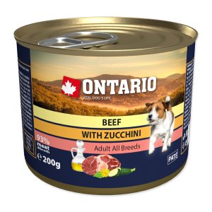 Konzerva ONTARIO mini beef, cuketa, púpava a linseed oil 200g