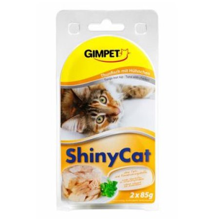 Gimpet mačka konz. ShinyCat tuňak/kurča 2x70g