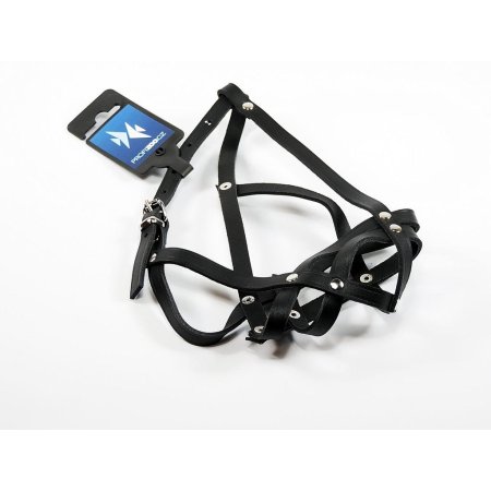 PROFIZOO Náhubok FRANCÚZSKY BULDOK - pletený - kožený č.7 čierna