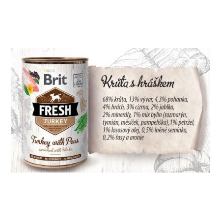 Brit Dog Fresh konz Turkey with Peas 400g
