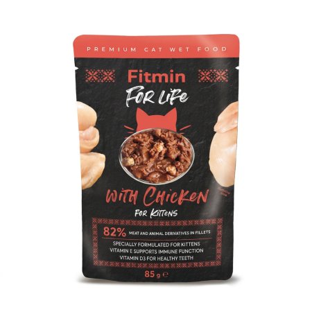 Fitmin For Life cat pouch kitten kuracie 85g