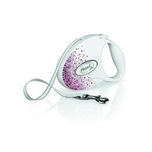 Vodítko Flexi Glam Splash Pink M opasok 5m/25kg biela