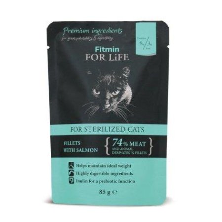 Fitmin For Life cat pouch sterilized salmón 85g
