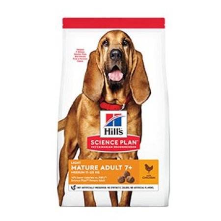 Hill’s Science Plan Light granule pre stredné staršie psy s kuracím 14 kg