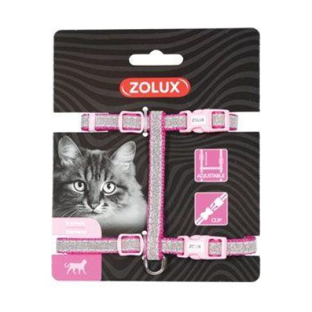 Postroj mačka SHINY nylon ružový Zolux