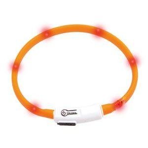 LED svetelný obojok pre mačky oranžový obvod 20-35cm