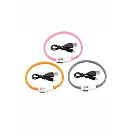 LED svetelný obojok pre mačky oranžový obvod 20-35cm