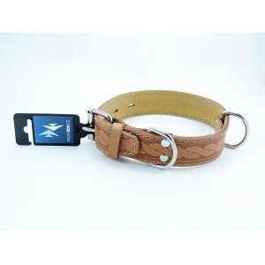 PROFIZOO Obojok HERRY zdobený vlisom (35mm x 50cm) koňak