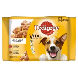 PEDIGREE vrecko s hovädzím a hydinovým v želé 4pack 400 g
