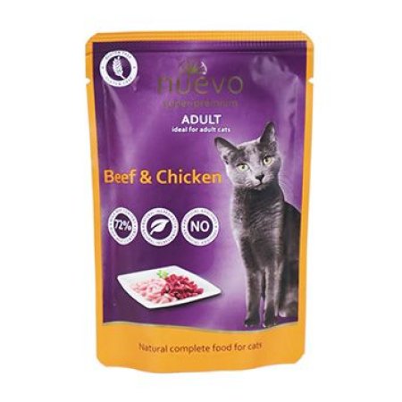Nuevo mačka kuracie a hovädzie vrecko 85g