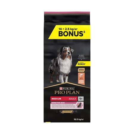 Pro Plan Medium Adult Sensitive Skin losos 14 + 2,5 kg