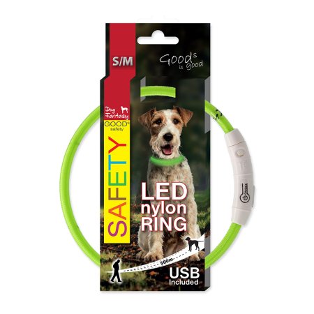 Obojok DOG FANTASY LED nylonový zelený S/M