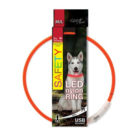 Obojok DOG FANTASY LED nylonový oranžový M/L