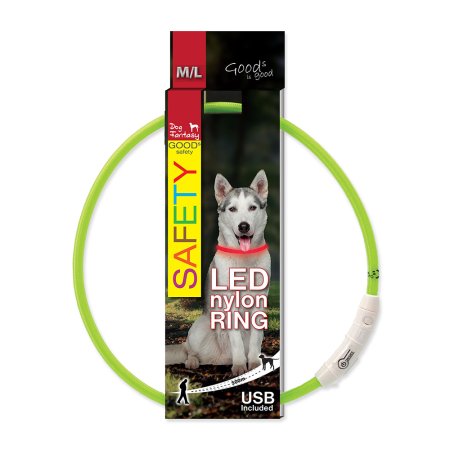 Obojok DOG FANTASY LED nylonový zelený M/L