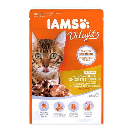 Kapsička IAMS cat delights kuracie & turkey in gravy 85g