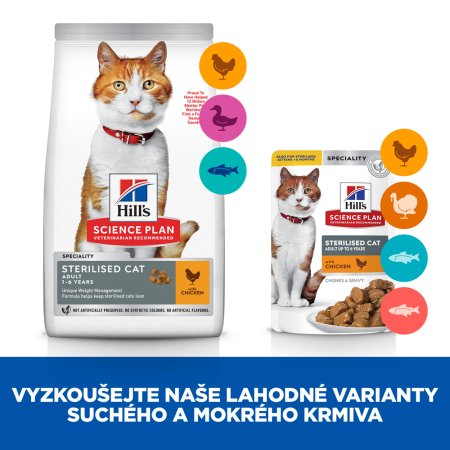 Hill’s Science Plan kapsičky pre kastrované mačky kura, ryby, morka 12 x 85 g