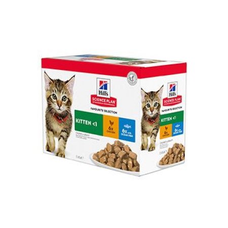 Hill’s Science Plan kapsičky pre mačiatka mix kura, ryba 12 x 85 g