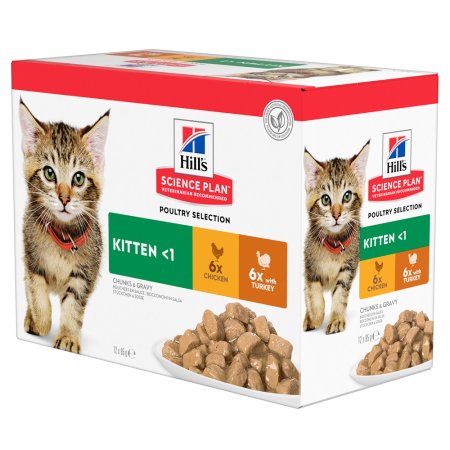 Hill’s Science Plan kapsičky pre mačiatka mix kura, morka 12 x 85 g