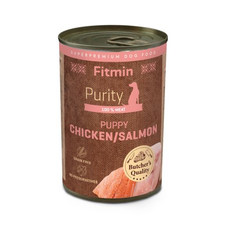 Fitmin dog Purity tin PUPPY salmon with chicken 400g