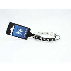 PROFIZOO Obojok STELLA, podšitý filcom, zdobený nitmi (10mm x 26cm) čierna