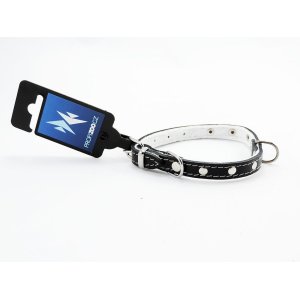 PROFIZOO Obojok STELLA, podšitý filcom, zdobený nitmi (12mm x 30cm) čierna