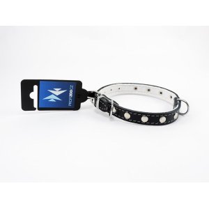 PROFIZOO Obojok STELLA, podšitý filcom, zdobený nitmi (14mm x 35cm) čierna